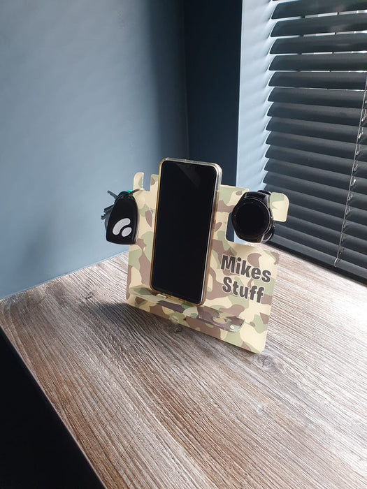 Personalised Acrylic Desk Tidy, Docking Station, Reminder Board, Bedside Organiser - Holds Phone, Keys, Wallet