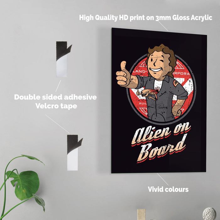 Alien on Board - Acrylic Wall Art Poster