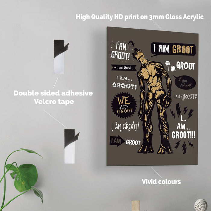 Groot Famous Quotes - Acrylic Wall Art Poster