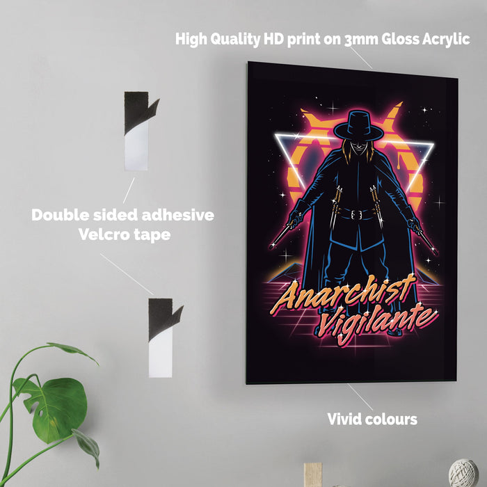 Retro Anarchist Vigilante - Acrylic Wall Art Poster