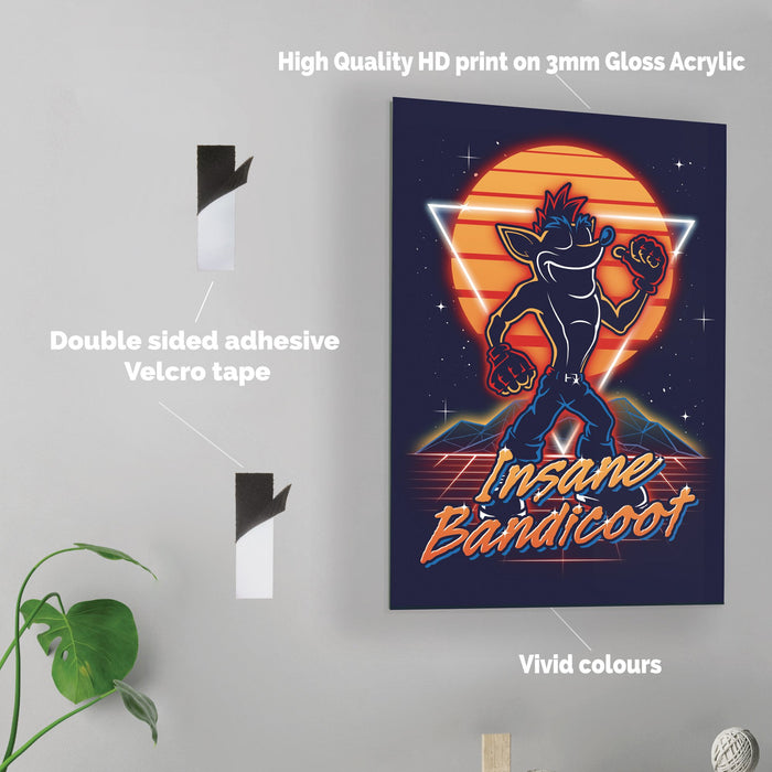 Retro Insane Bandicoot - Acrylic Wall Art Poster