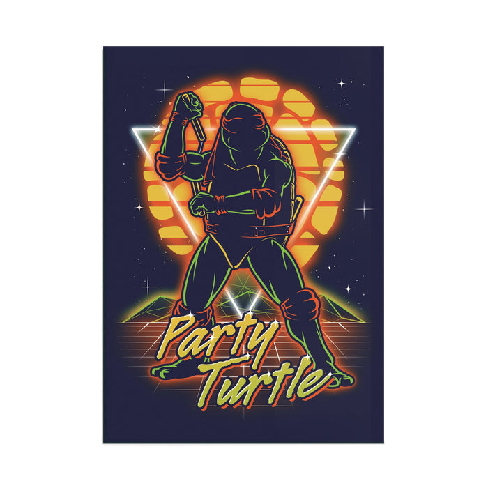 Retro Party Turtle - Acrylic Wall Art Poster