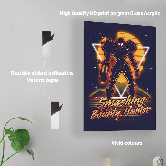 Retro Smashing Bounty Hunter - Acrylic Wall Art Poster