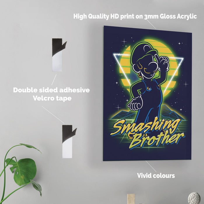 Retro Smashing Brother - Acrylic Wall Art Poster