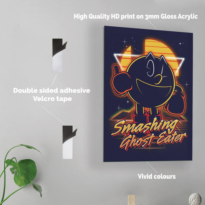 Retro Smashing Ghost Eater - Acrylic Wall Art Poster