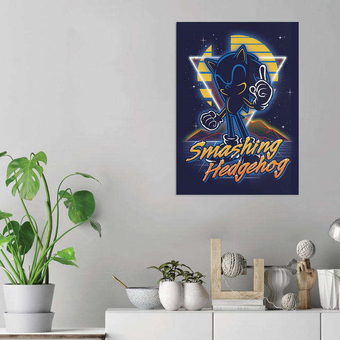 Retro Smashing Hedgehog - Acrylic Wall Art Poster