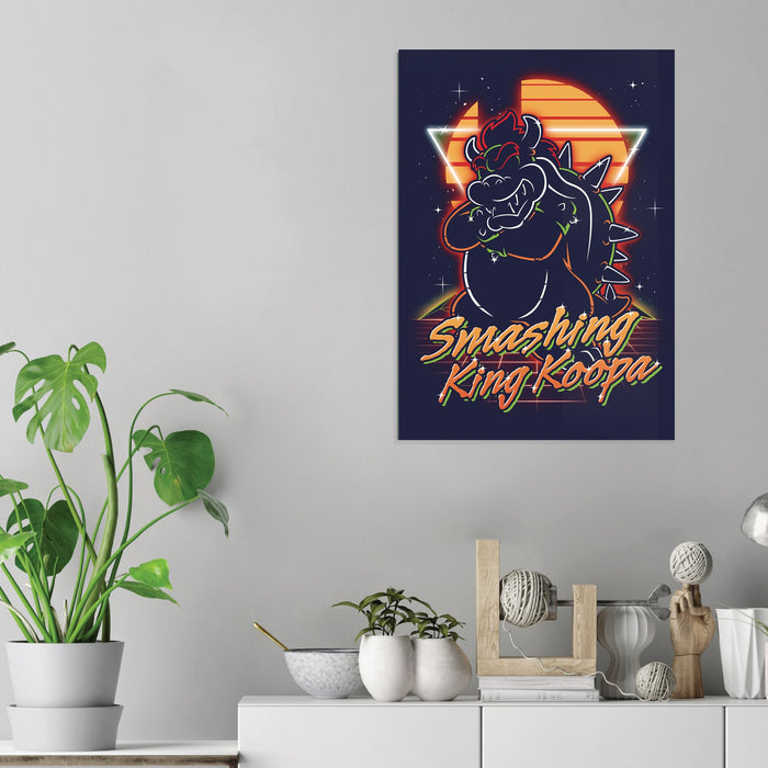 Retro Smashing King Koopa - Acrylic Wall Art Poster