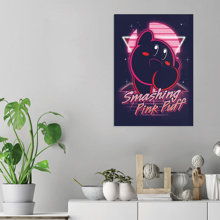 Retro Smashing Pink Puff - Acrylic Wall Art Poster