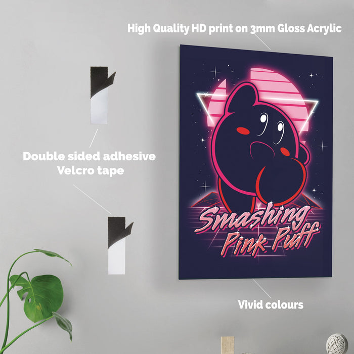 Retro Smashing Pink Puff - Acrylic Wall Art Poster