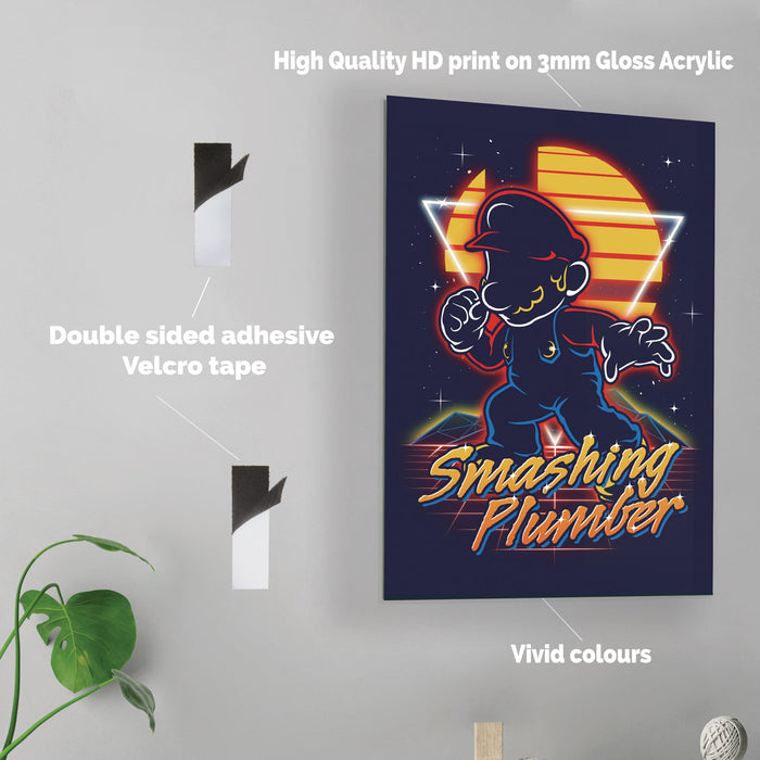 Retro Smashing Plumber - Acrylic Wall Art Poster