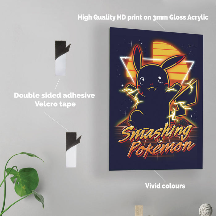 Retro Smashing Pocket Monster - Acrylic Wall Art Poster