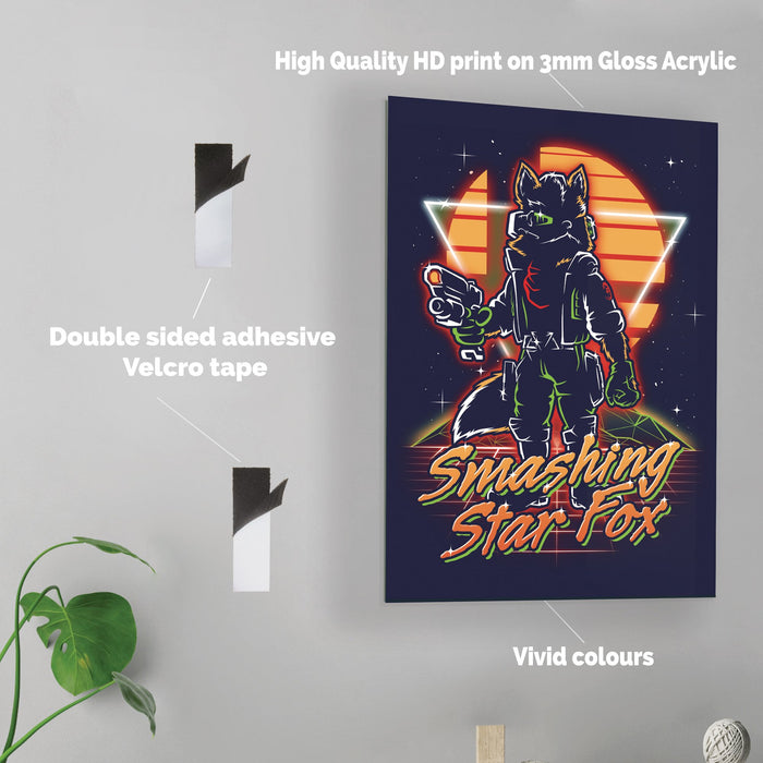 Retro Smashing Star Fox - Acrylic Wall Art Poster