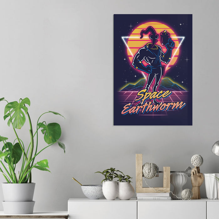 Retro Space Earthworm - Acrylic Wall Art Poster