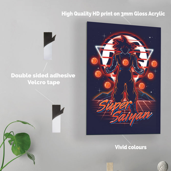 Retro Super Saiyan - Acrylic Wall Art Poster
