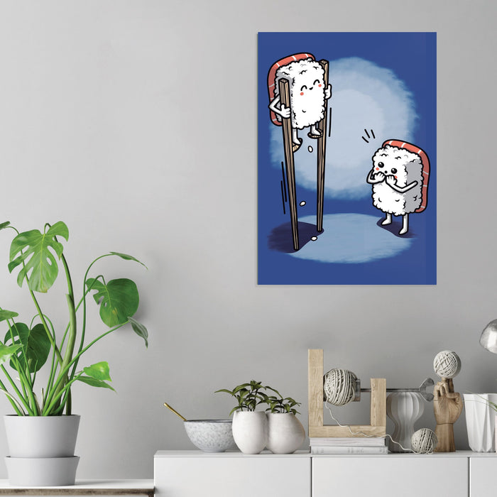 Sushi in Chopsticks - Acrylic Wall Art Poster