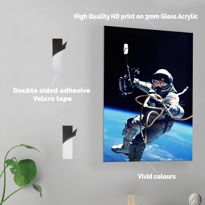 Astronaut above Earth - Acrylic Wall Art Poster Print