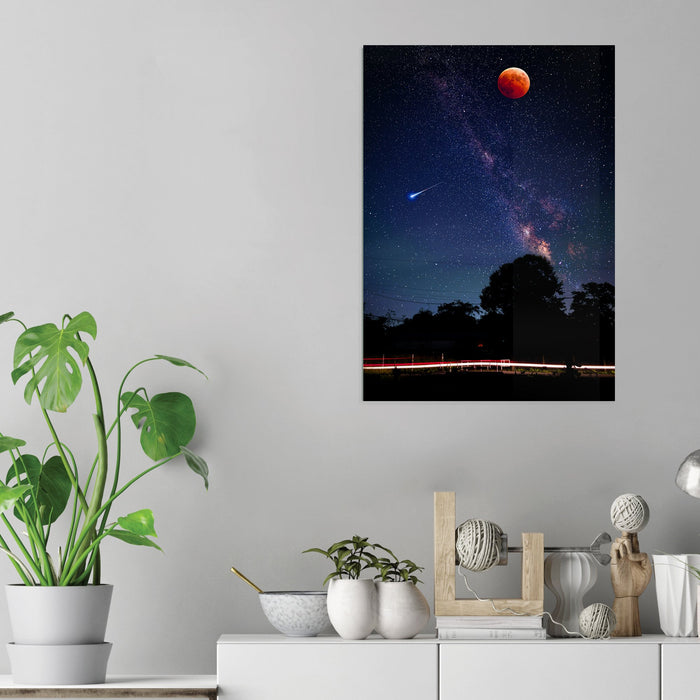Red Moon Sky - Acrylic Wall Art Poster Print