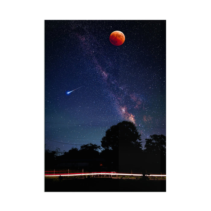 Red Moon Sky - Acrylic Wall Art Poster Print