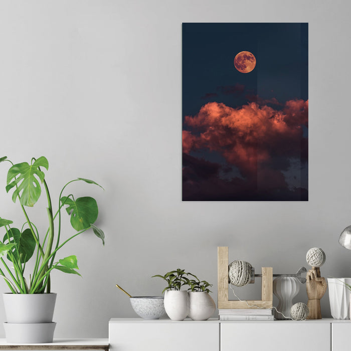 Red Moon Clouds - Acrylic Wall Art Poster Print
