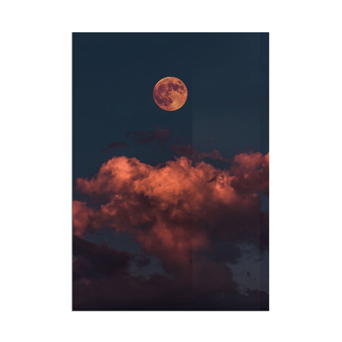 Red Moon Clouds - Acrylic Wall Art Poster Print