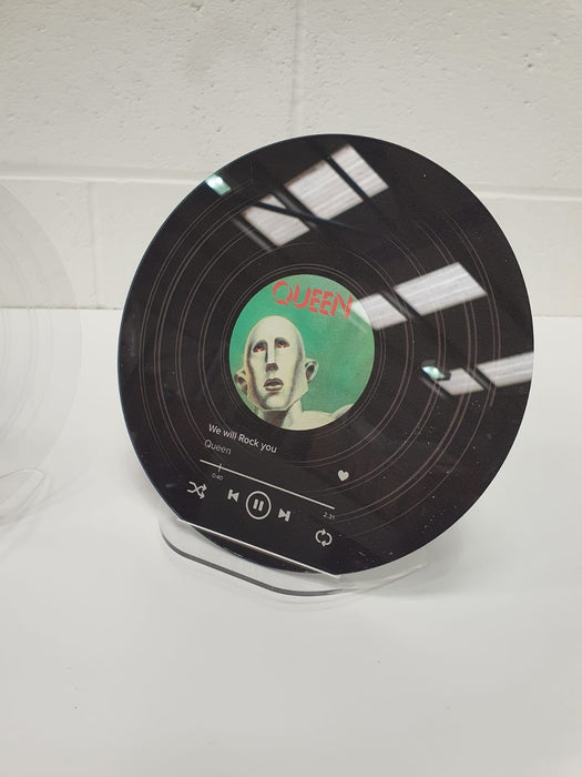 Personalised Acrylic Vinyl LP Record Plaque with Acrylic Stand, Spotify Theme, Custom Artist, Custom Song