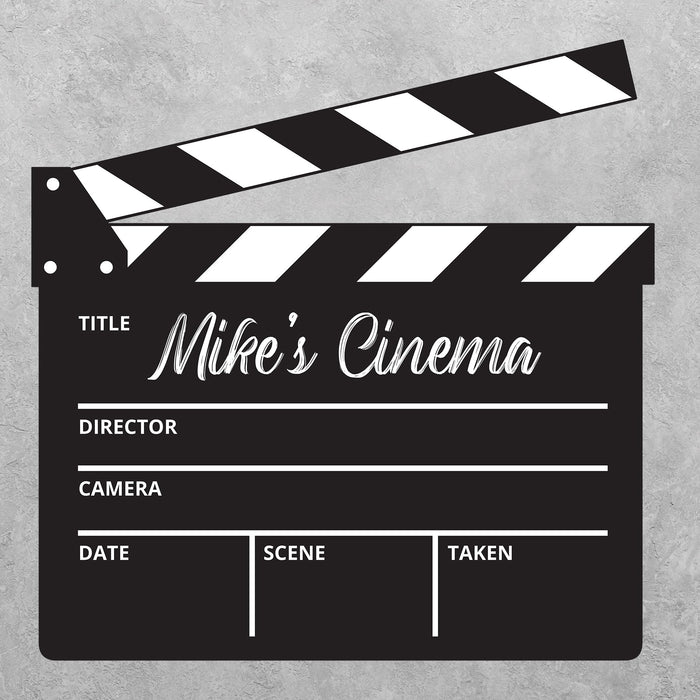 Personalised Clapperboard Sign Custom (YOUR DETAILS), Movie Style Clapperboard Signage Home Cinema Indoor Name Sign Gift Present