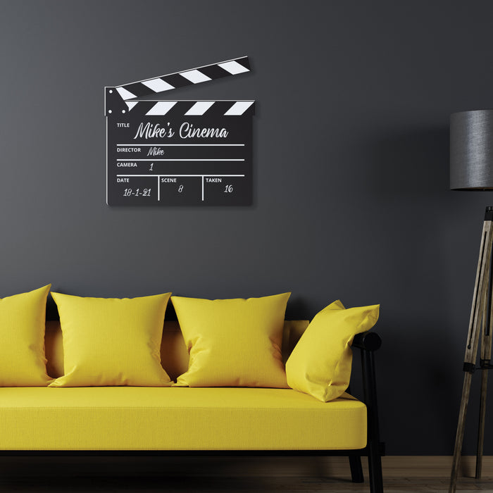 Personalised Clapperboard Sign Custom (YOUR DETAILS), Movie Style Clapperboard Signage Home Cinema Indoor Name Sign Gift Present