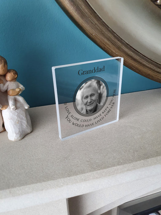 Personalised Remembrance, Memorial Acrylic Glass Block Plaques, Add Photo and Personalisation - Bereavement/ Sympathy Gift