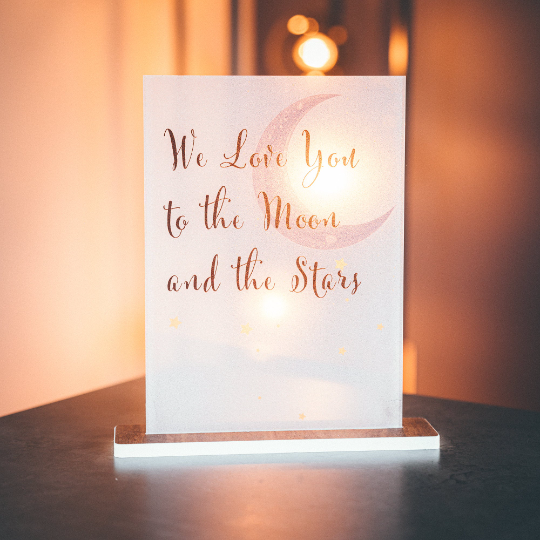 Personalised Spotify Acrylic Plaque, Custom Keepsake, FREE Gift Wrapping, Special Gift, For Mum - Moon & Stars Frosted