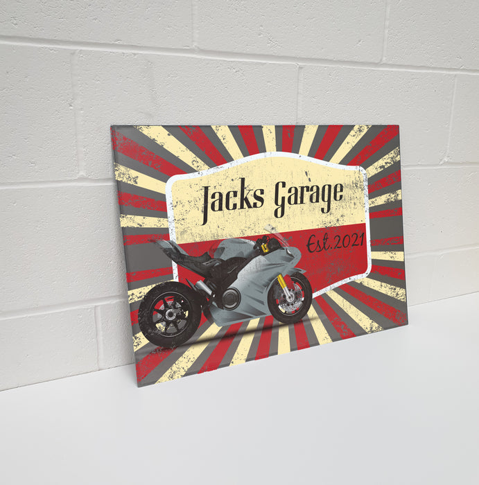 Personalised Metal/ Steel Motorbike Garage Sign, Motorbike, Moped, Mod Signage Outdoor, Garden, Mancave Gift