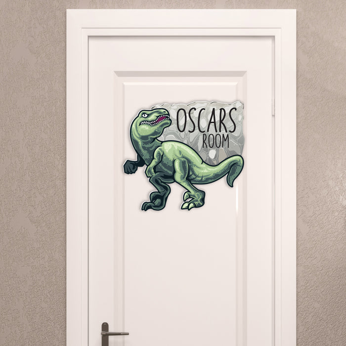 Personalised Children's Dinosaur Door Sign/ Wall Art Custom Text, Kids Bedroom Custom Sign