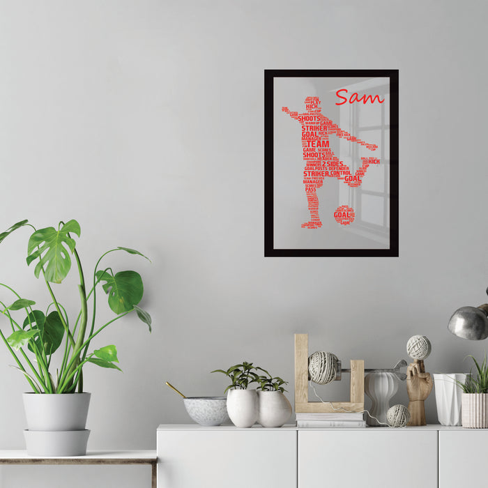 Personalised Acrylic Footballer Print Gift for Boy, Girl, Son, Daughter, Grandchild - Kids Bedroom Acrylic Wall Art