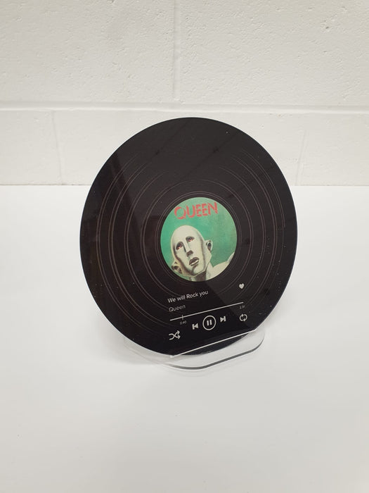 Personalised Acrylic Vinyl LP Record Plaque with Acrylic Stand, Spotify Theme, Custom Artist, Custom Song