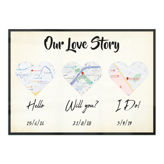 Perfect Gift, Our Love Story in HD Acrylic Glass, High Definition Printed Gift Present - Hello, Will You, I Do