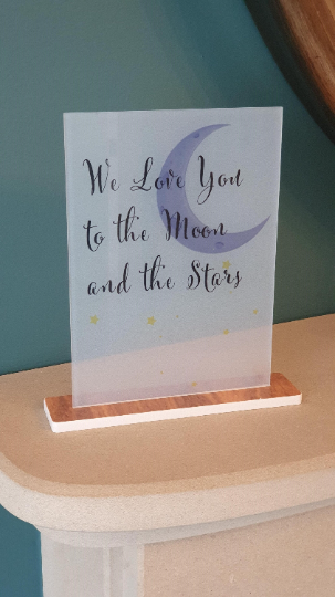 Personalised Spotify Acrylic Plaque, Custom Keepsake, FREE Gift Wrapping, Special Gift, For Mum - Moon & Stars Frosted