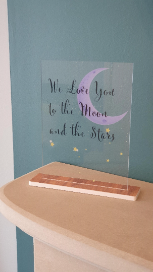 Personalised Spotify Acrylic Plaque, Custom Keepsake, FREE Gift Wrapping, Special Gift, For Mum - Moon & Stars Clear