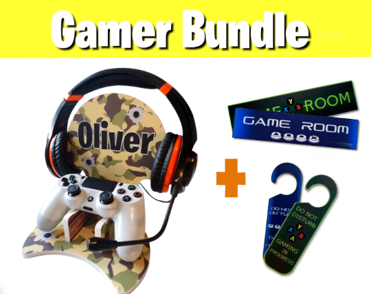 Personalised Gaming Bundle Controller Headset Stand, Gamer Holder, Xbox Gift, Game Gift Present Holder Headphone Stand