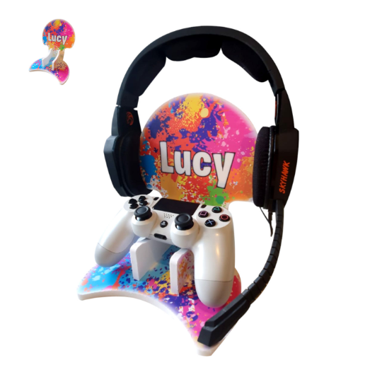 Personalised Gaming Bundle Controller Headset Stand, Gamer Holder, PlayStation Gift, Game Gift Present Holder Headphone Stand