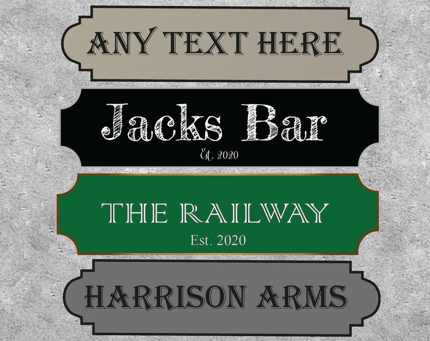 Personalised Jumbo Bar Sign Custom Text, 4 Designs, Pub Signage Indoor Outdoor Waterproof Custom Sign