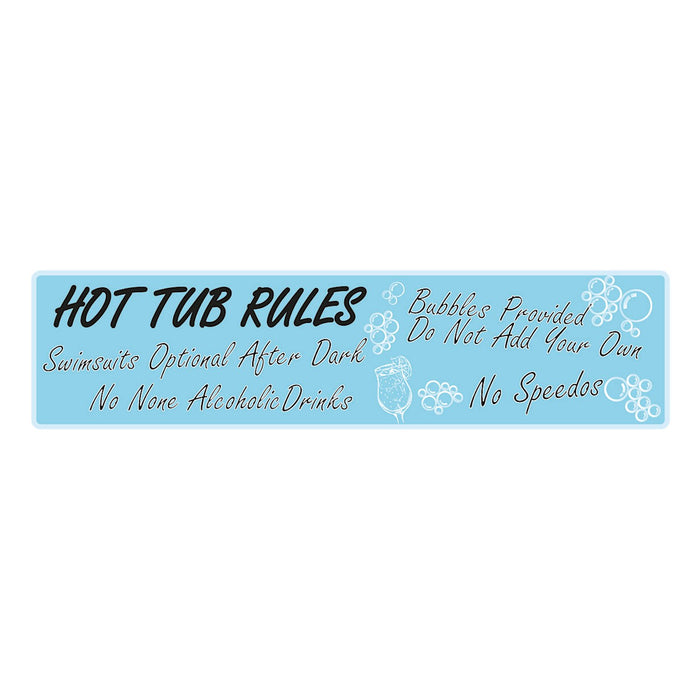 Funny Bathroom Signage - Hot Tub Rules, Sign